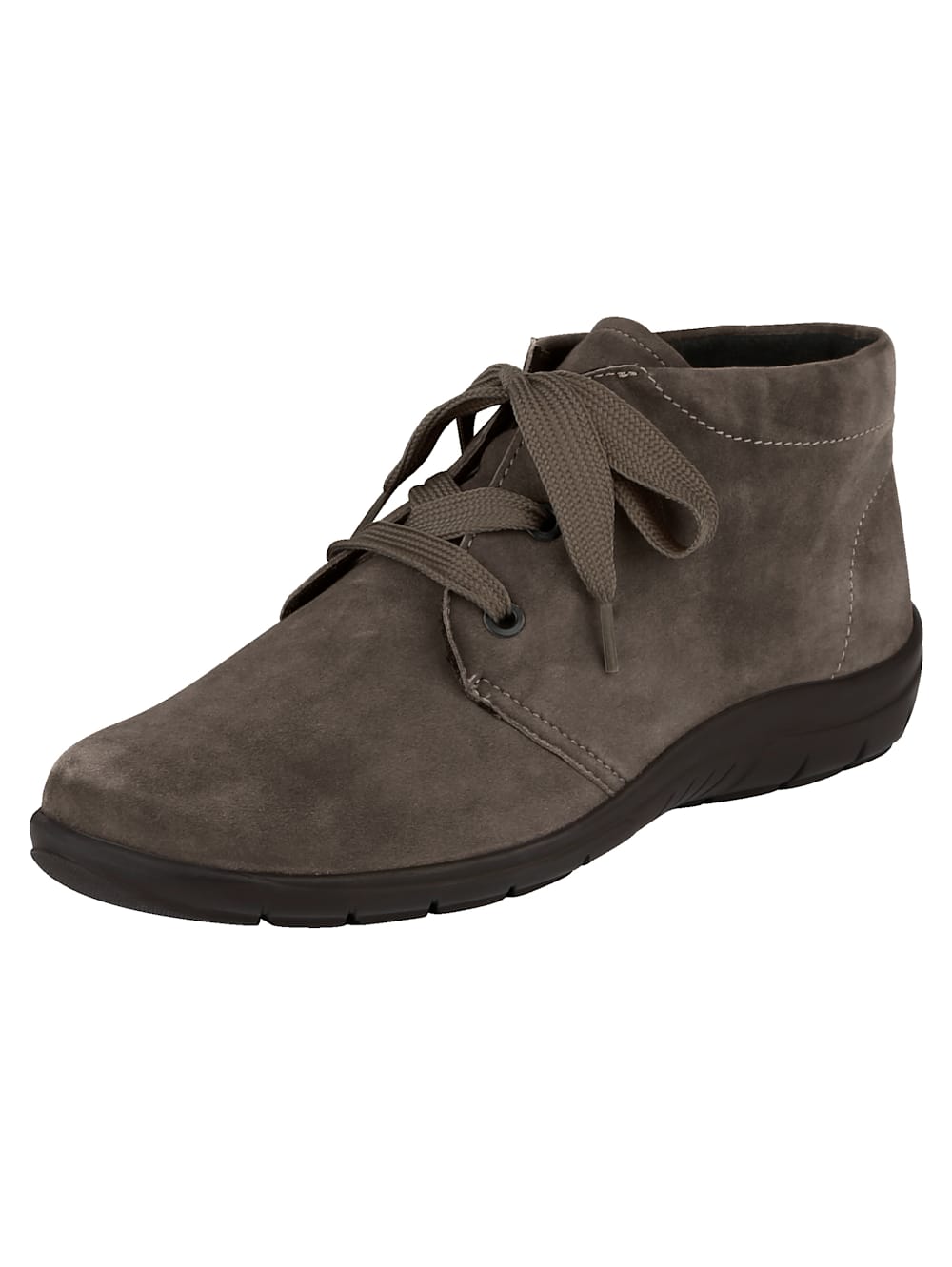 Vamos Schnurstiefelette aus weichem Leder - Taupe